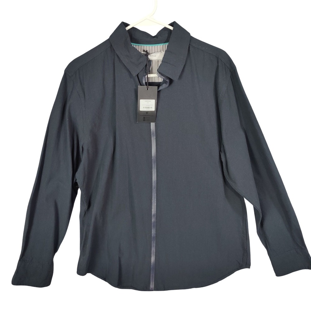 Five Four Mens Minimalist Gorpcore Cotton Zip Shirt Jacket L Black Dominguez NEW